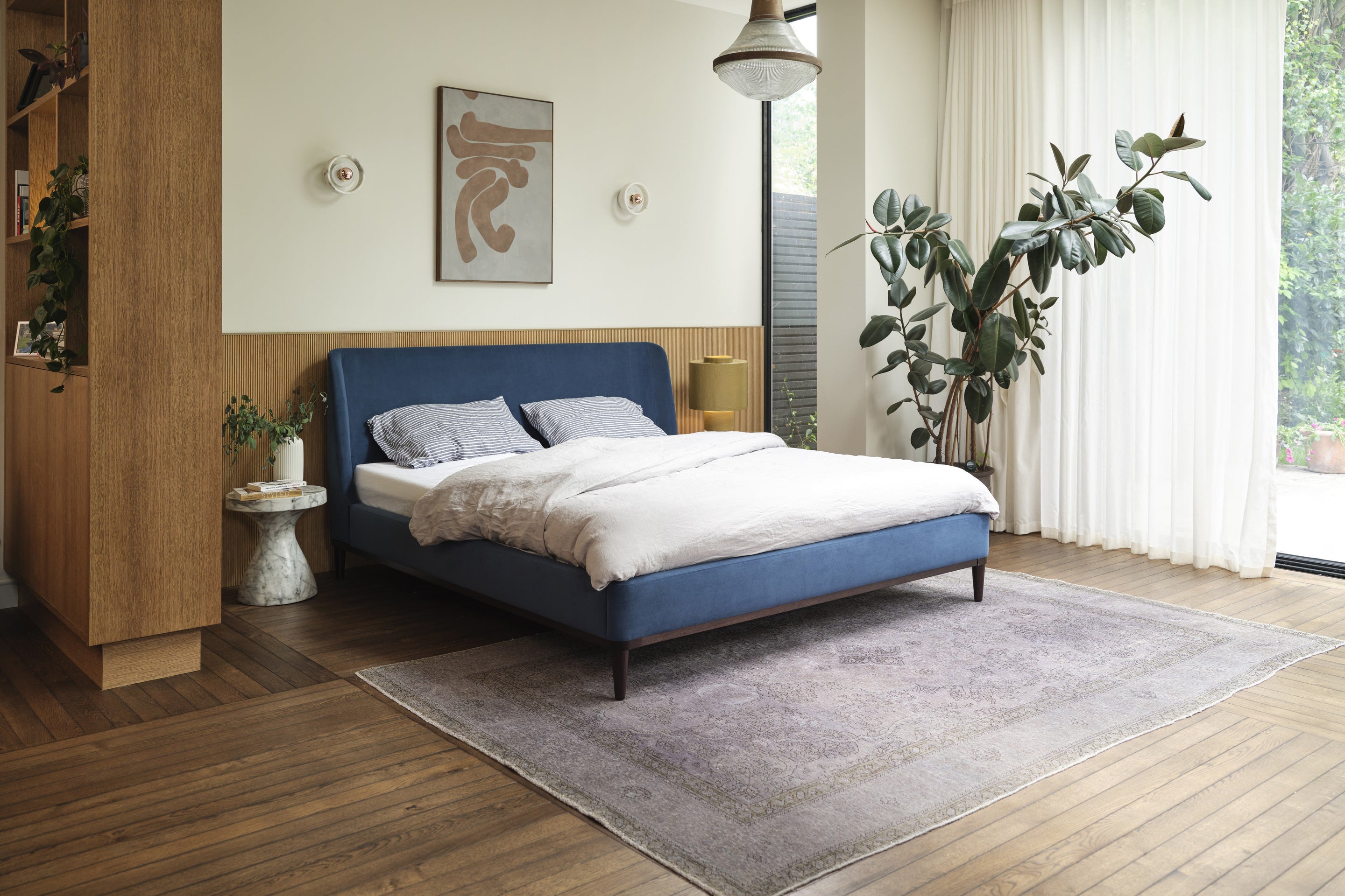 Ava Super King Bed Velvet Teal lifestyle
