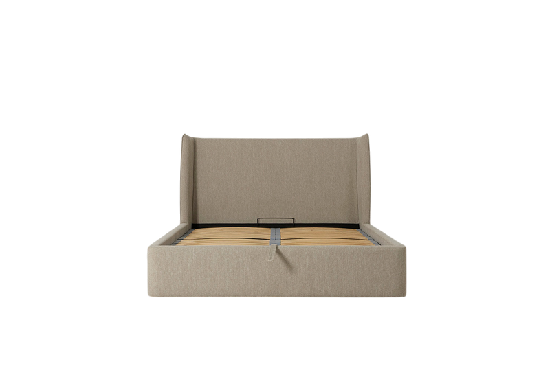 Duke Double Bed — Linen Pumice