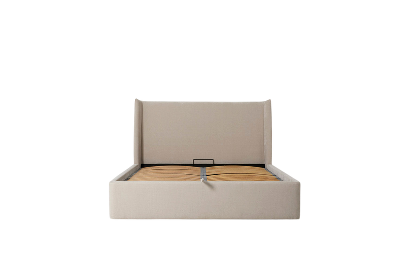 Duke Double Bed — Mottled Velvet Chalk