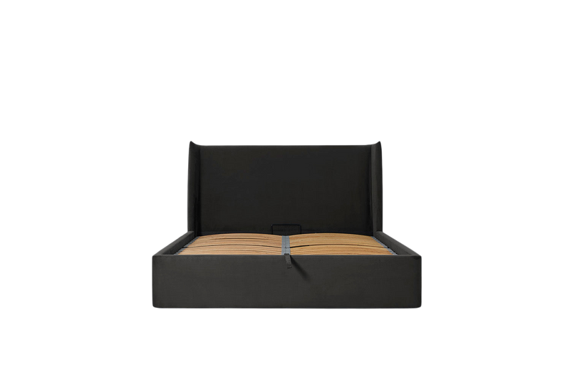 Duke Double Bed — Velvet Charcoal