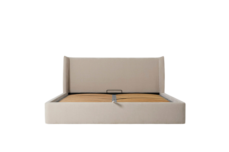 Duke Super King Bed — Mottled Velvet Chalk