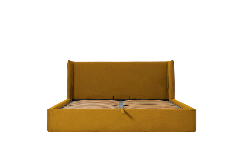 Duke Super King Bed — Velvet Mustard