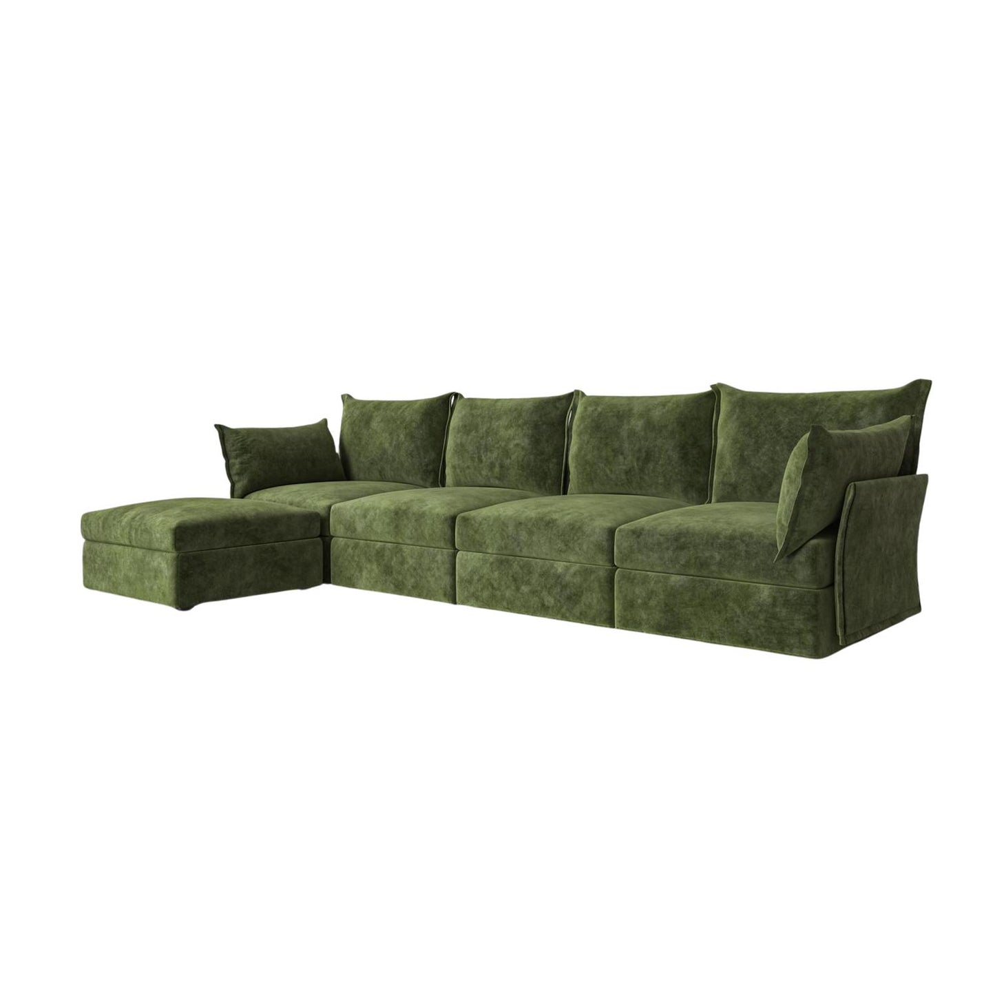 Model 06 4 Seater Chaise Sofa Mottled Velvet