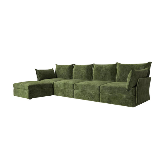 Model 06 4 Seater Chaise Sofa Mottled Velvet