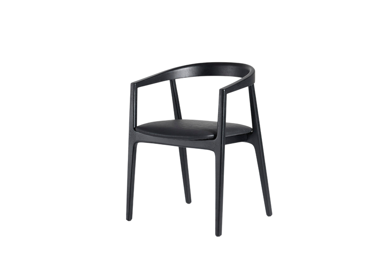 Finn Dining Chair — Real Leather Black