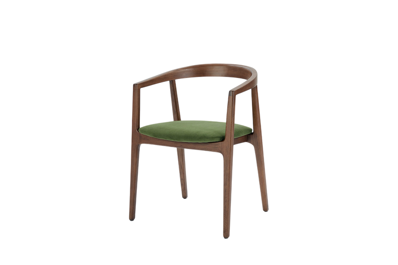 Finn Dining Chair Walnut Velvet Vine