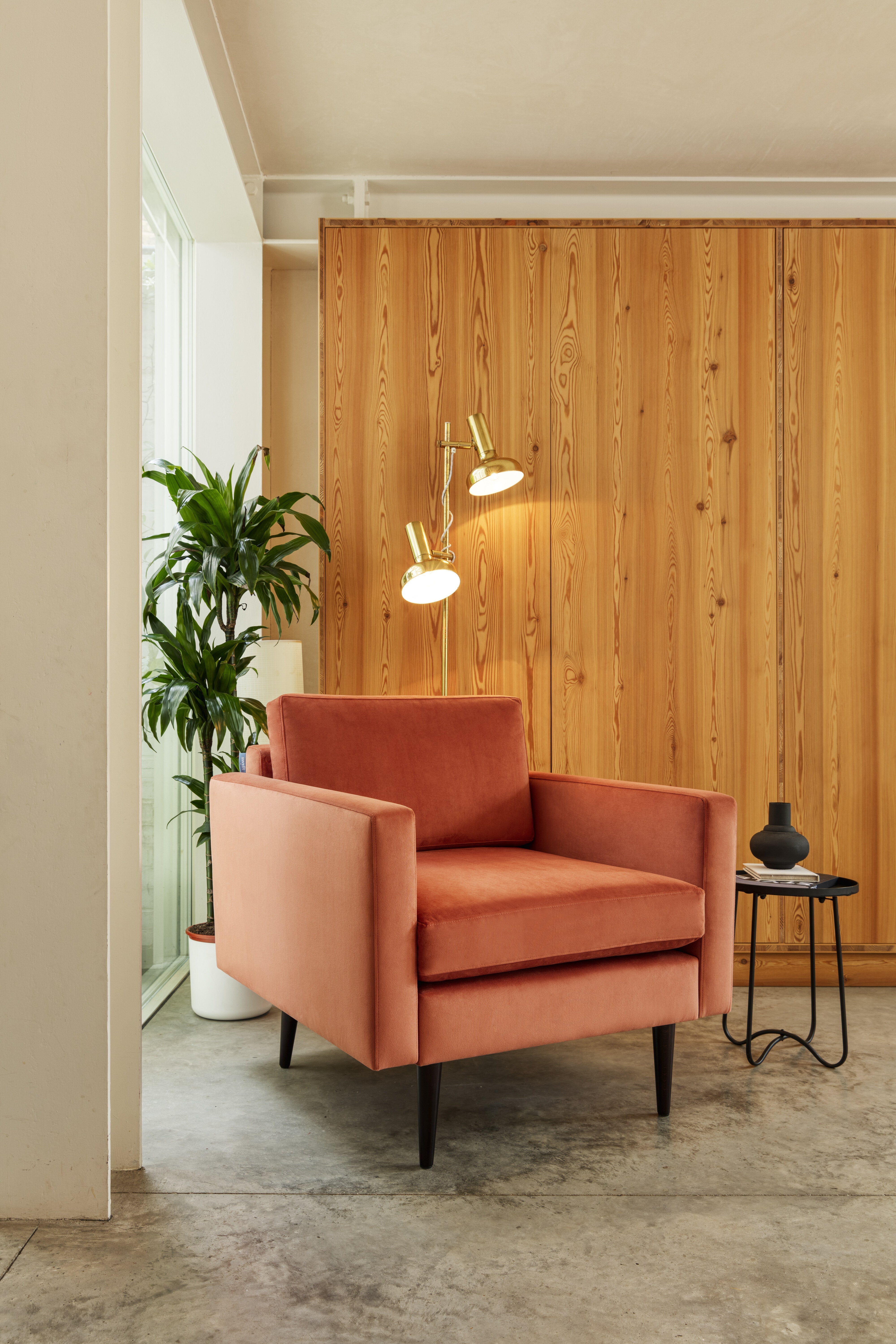 Walter Armchair Velvet Brick lifestyle