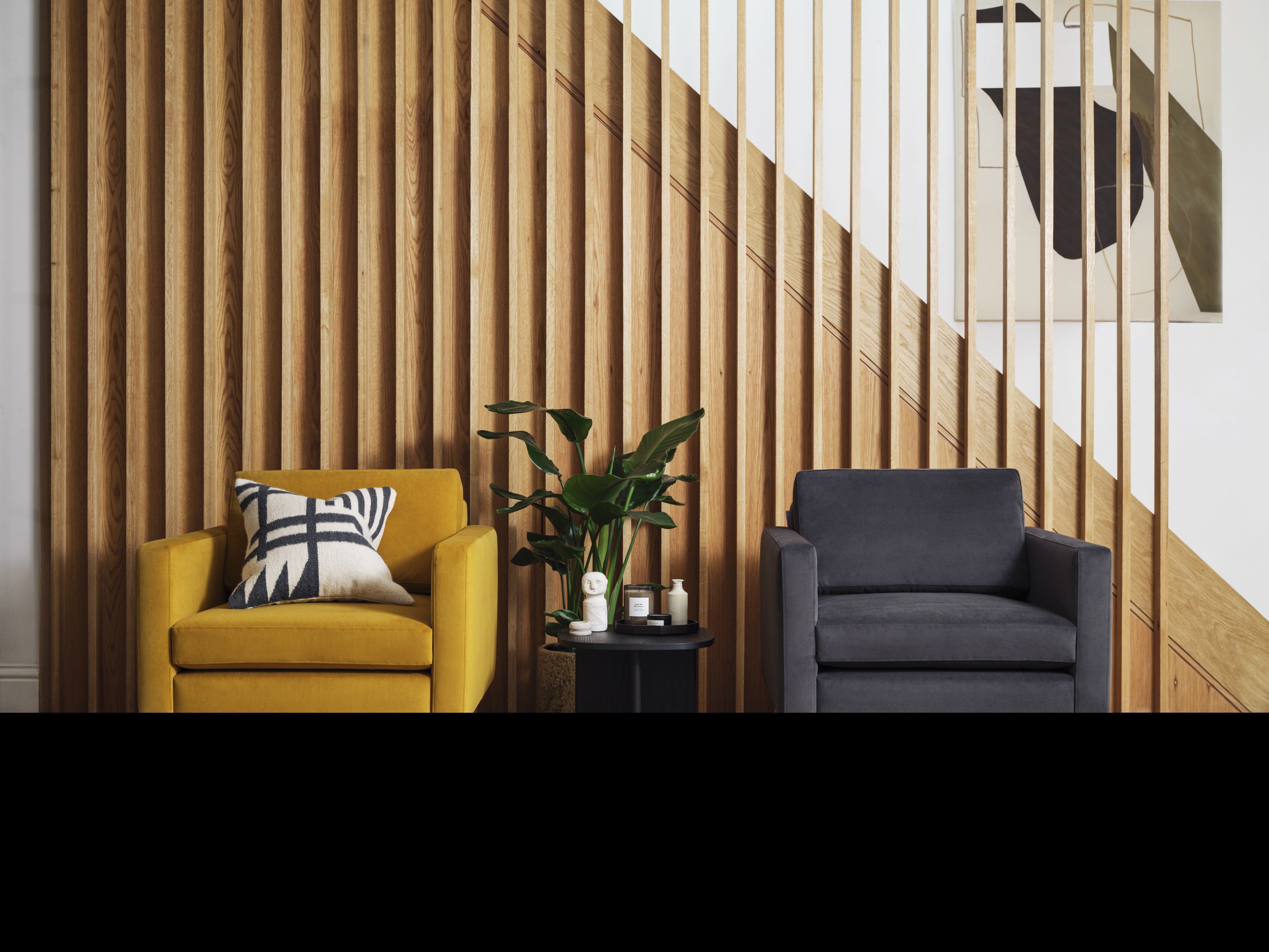 Walter Armchair Velvet Charcoal lifestyle