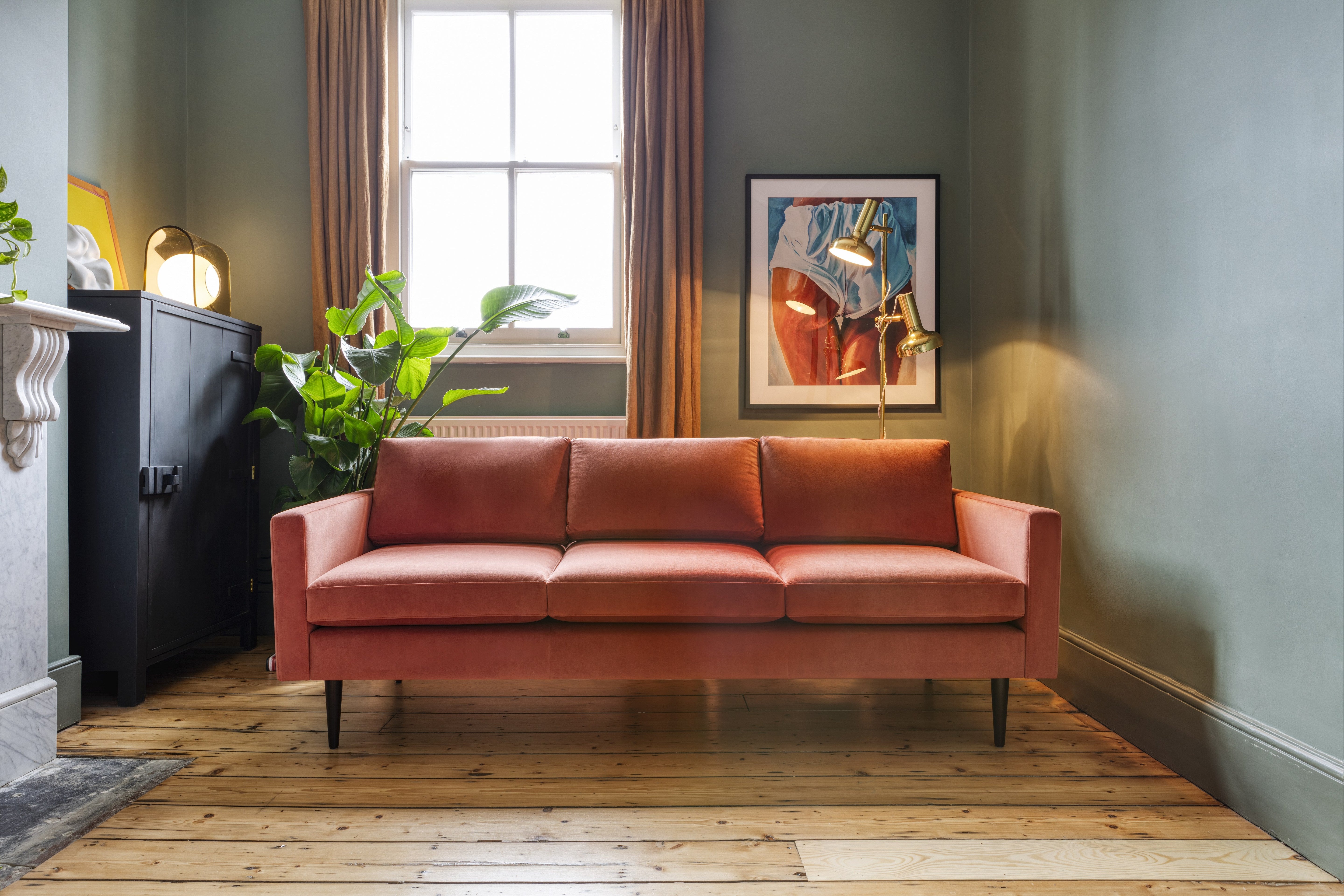 Walter 3-Seater Sofa Velvet Brick lifestyle
