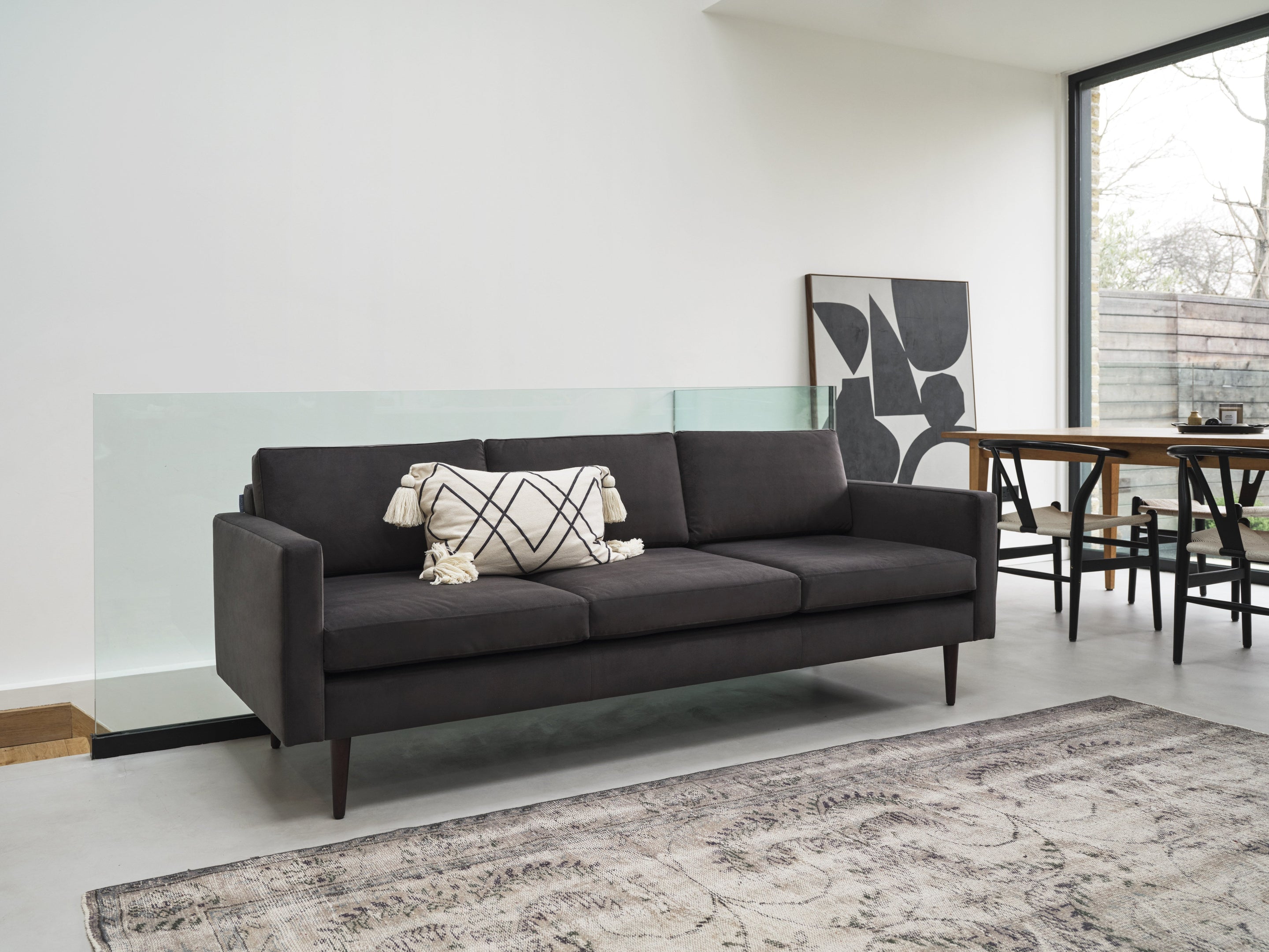Walter 3-Seater Sofa Velvet Charcoal lifestyle