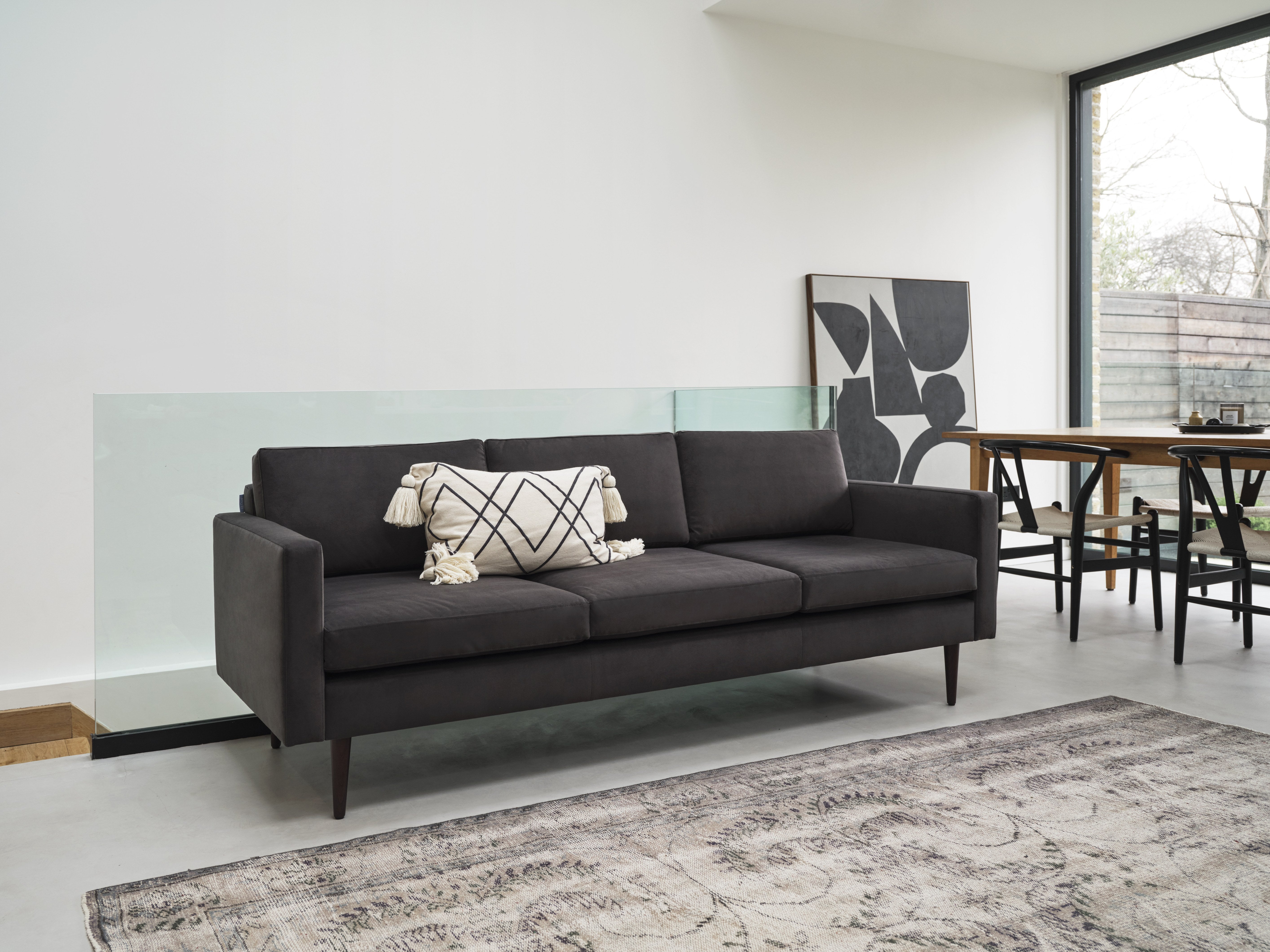 Walter 3-Seater Sofa Velvet Charcoal lifestyle
