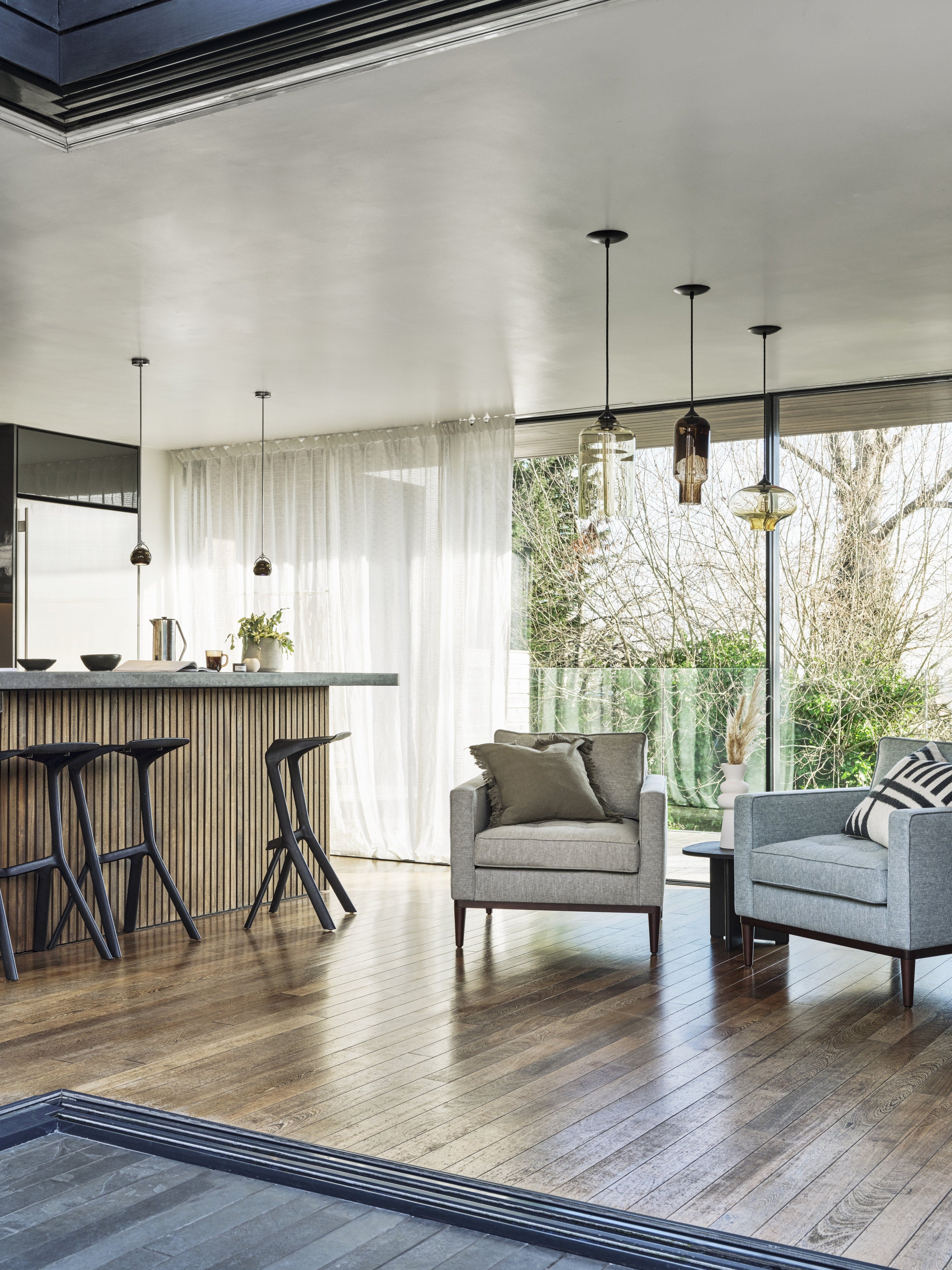 Mies Armchair Linen Seaglass lifestyle