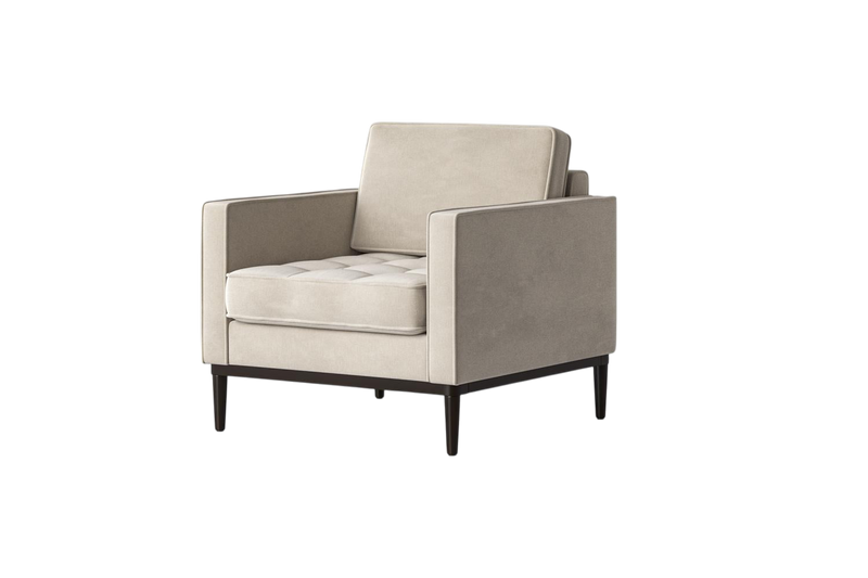 Mies Armchair — Mottled Velvet Chalk