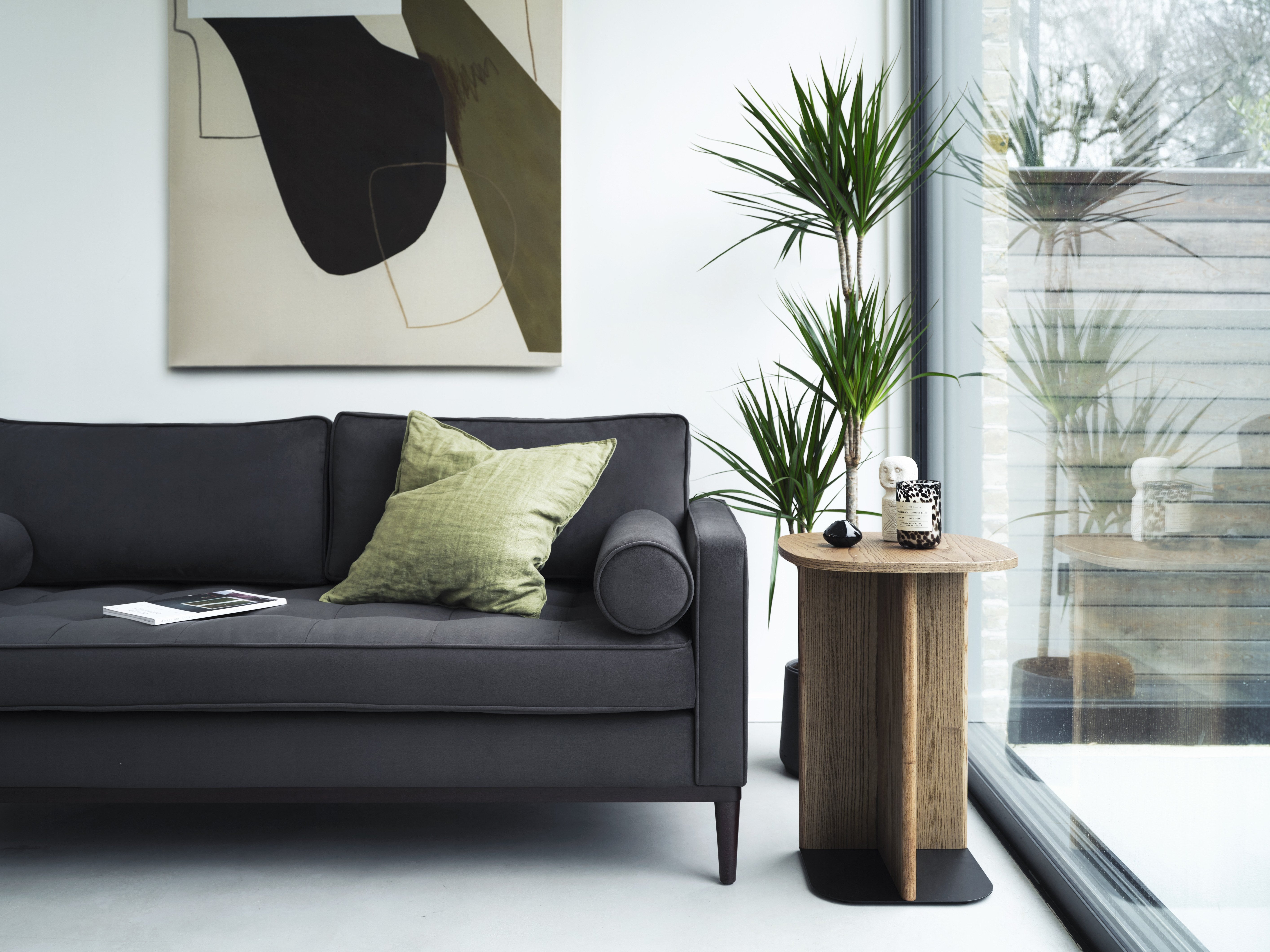 Mies 2-Seater Sofa Velvet Charcoal lifestyle