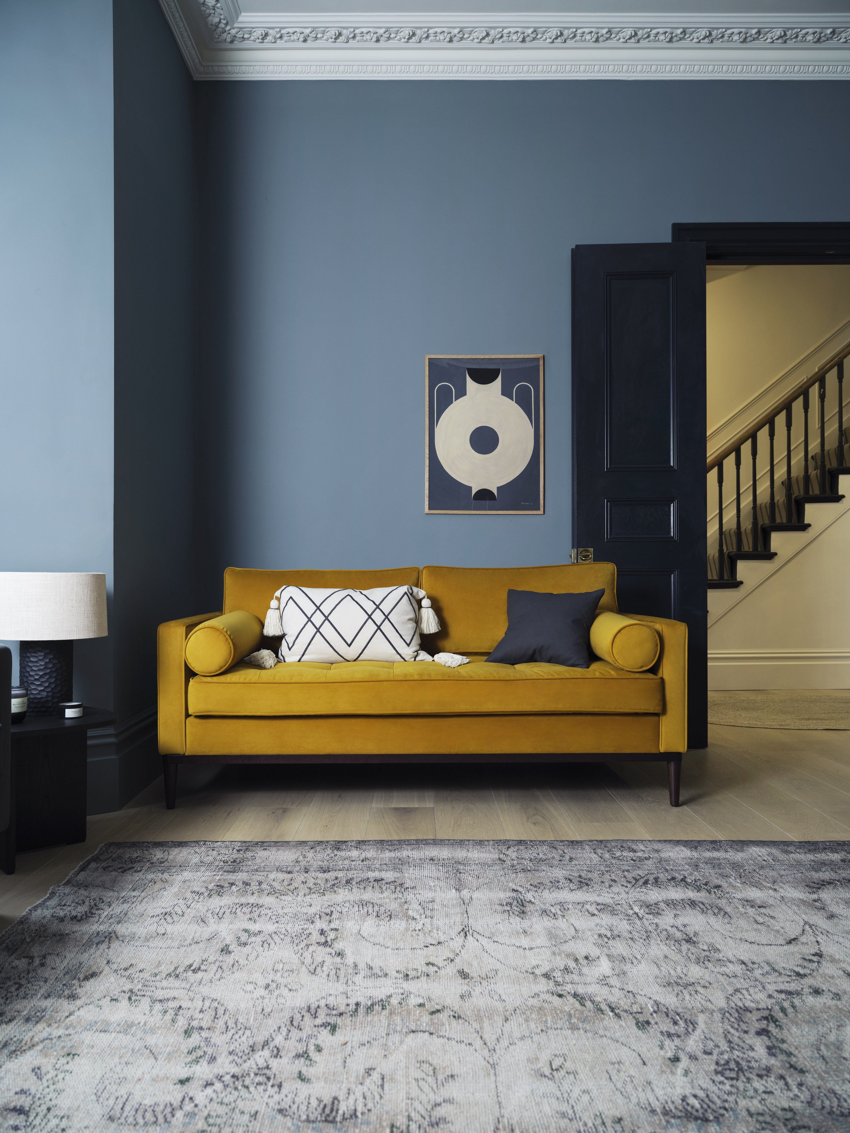 Mies 2-Seater Sofa Velvet Mustard lifestyle
