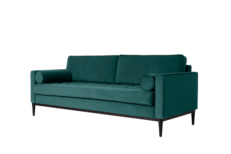 Mies 3-Seater Sofa — Velvet Kingfisher