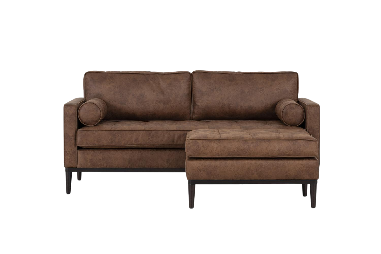 Mies 2-Seater Sofa with Ottoman — Fabric Chestnut