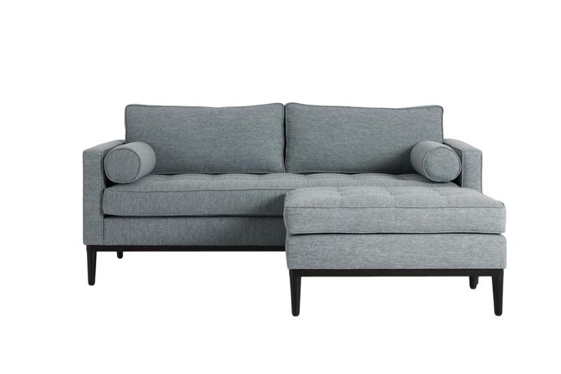 Mies 2-Seater Sofa with Ottoman — Linen Seaglass