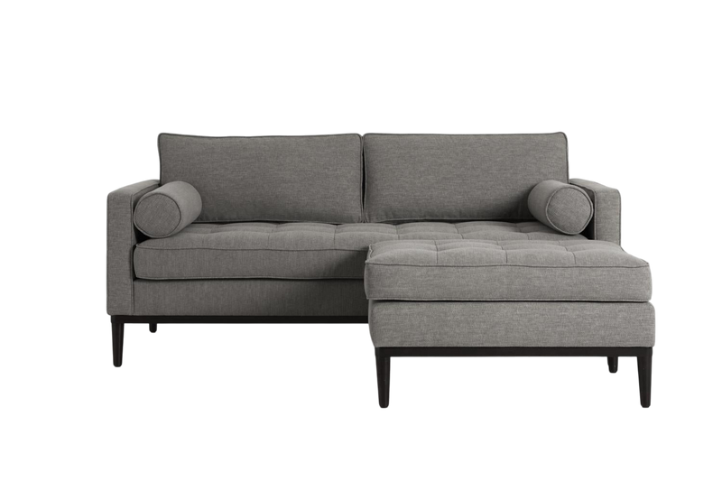 Mies 2-Seater Sofa with Ottoman — Linen Shadow
