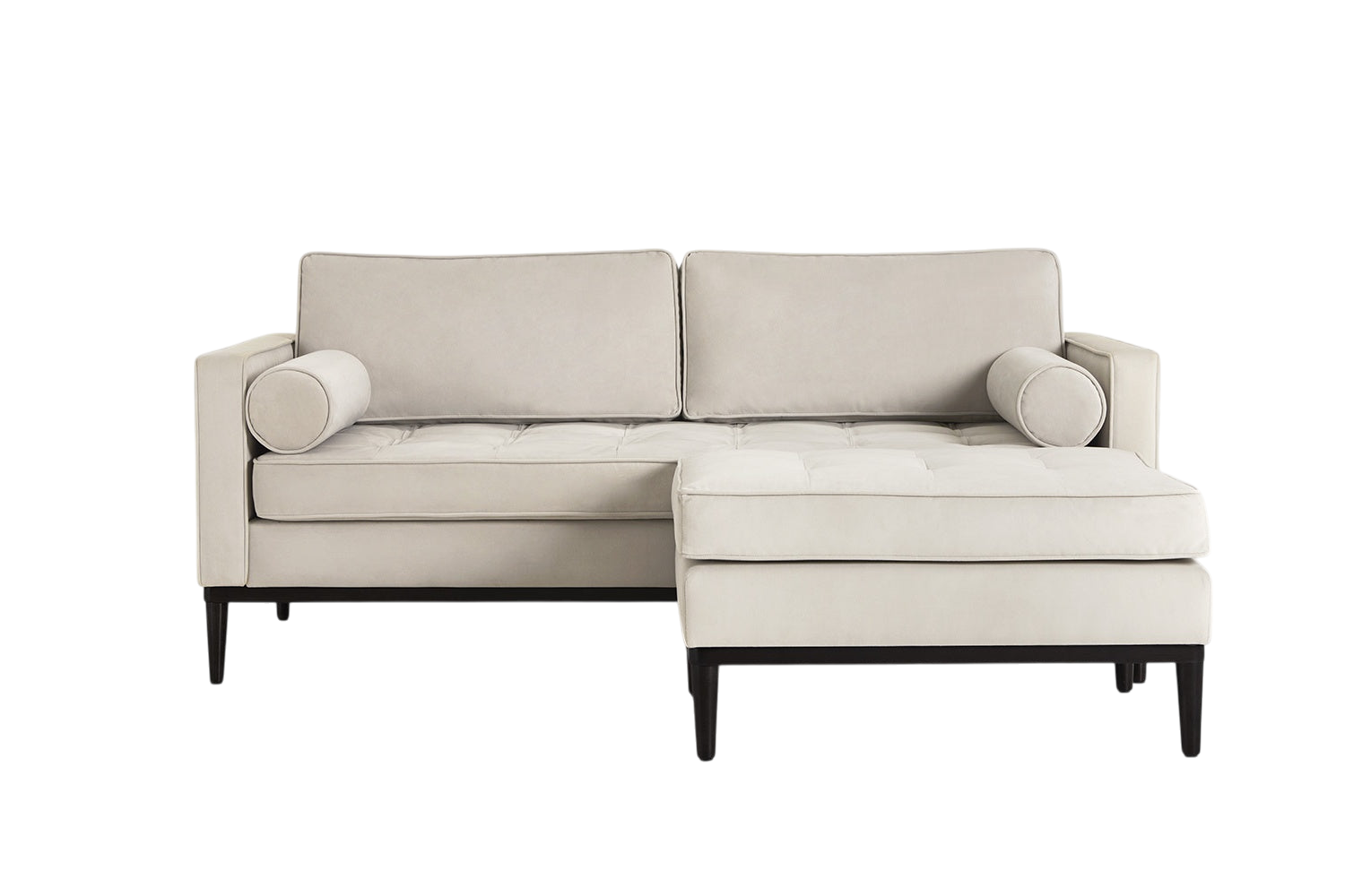 Mies 2-Seater Sofa with Ottoman — Velvet Bone