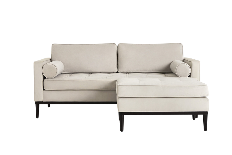 Mies 2-Seater Sofa with Ottoman — Velvet Bone