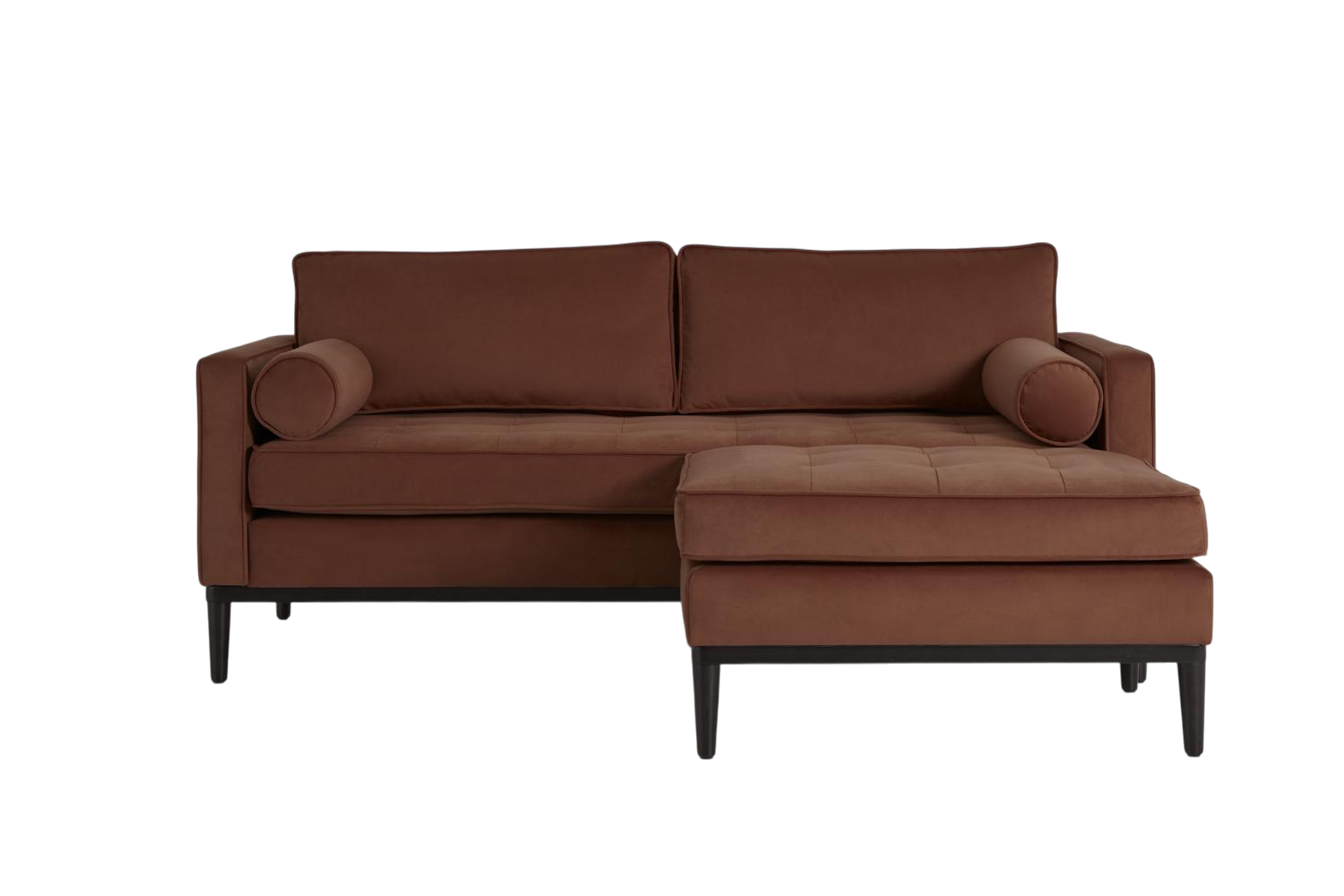 Mies 2-Seater Sofa with Ottoman — Velvet Brick