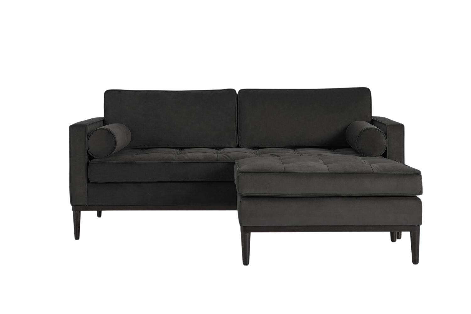 Mies 2-Seater Sofa with Ottoman — Velvet Charcoal