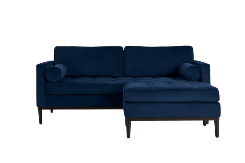 Mies 2-Seater Sofa with Ottoman — Velvet Indigo