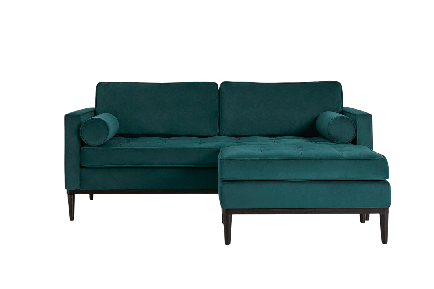 Mies 2-Seater Sofa with Ottoman — Velvet Kingfisher