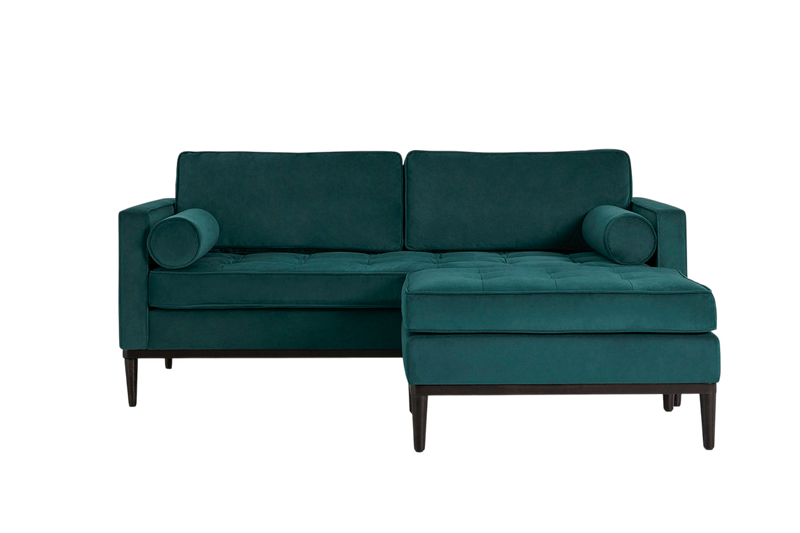 Mies 2-Seater Sofa with Ottoman — Velvet Kingfisher