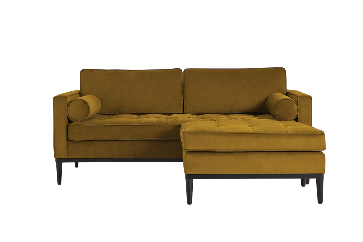 Mies 2-Seater Sofa with Ottoman — Velvet Mustard