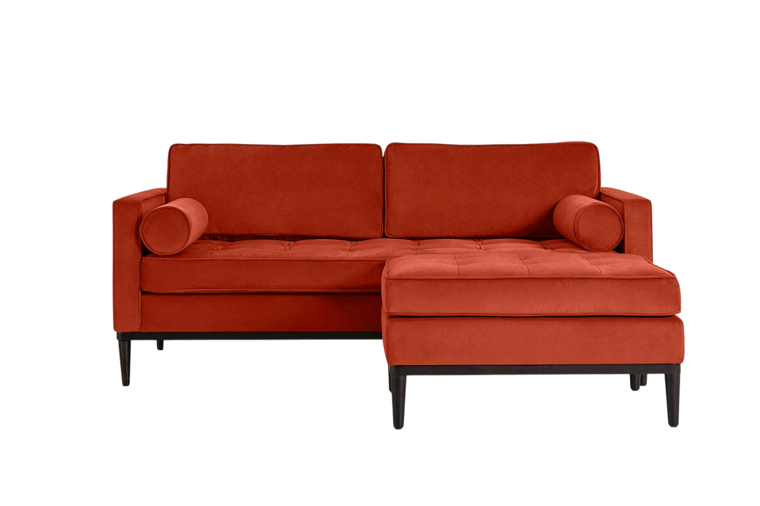 Mies 2-Seater Sofa with Ottoman — Velvet Paprika