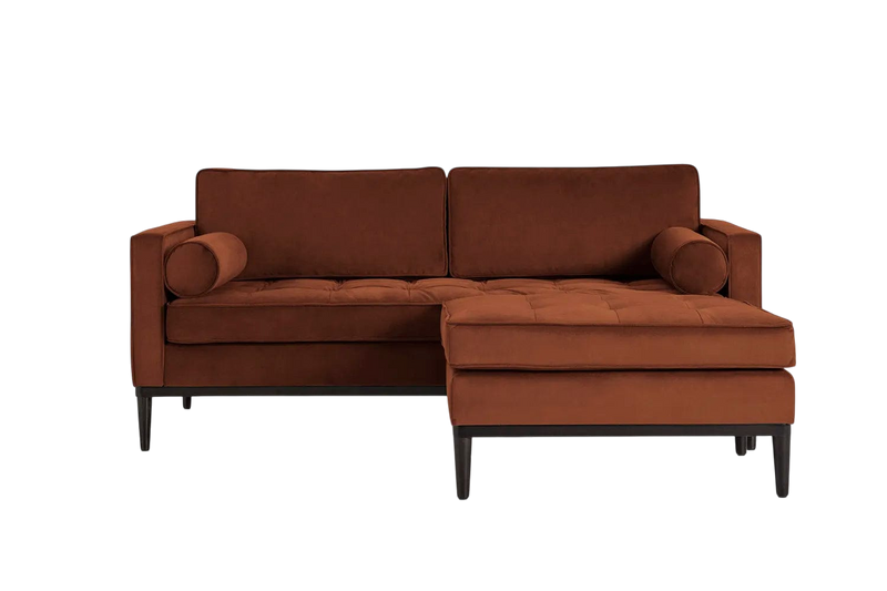 Mies 2-Seater Sofa with Ottoman — Velvet Umber