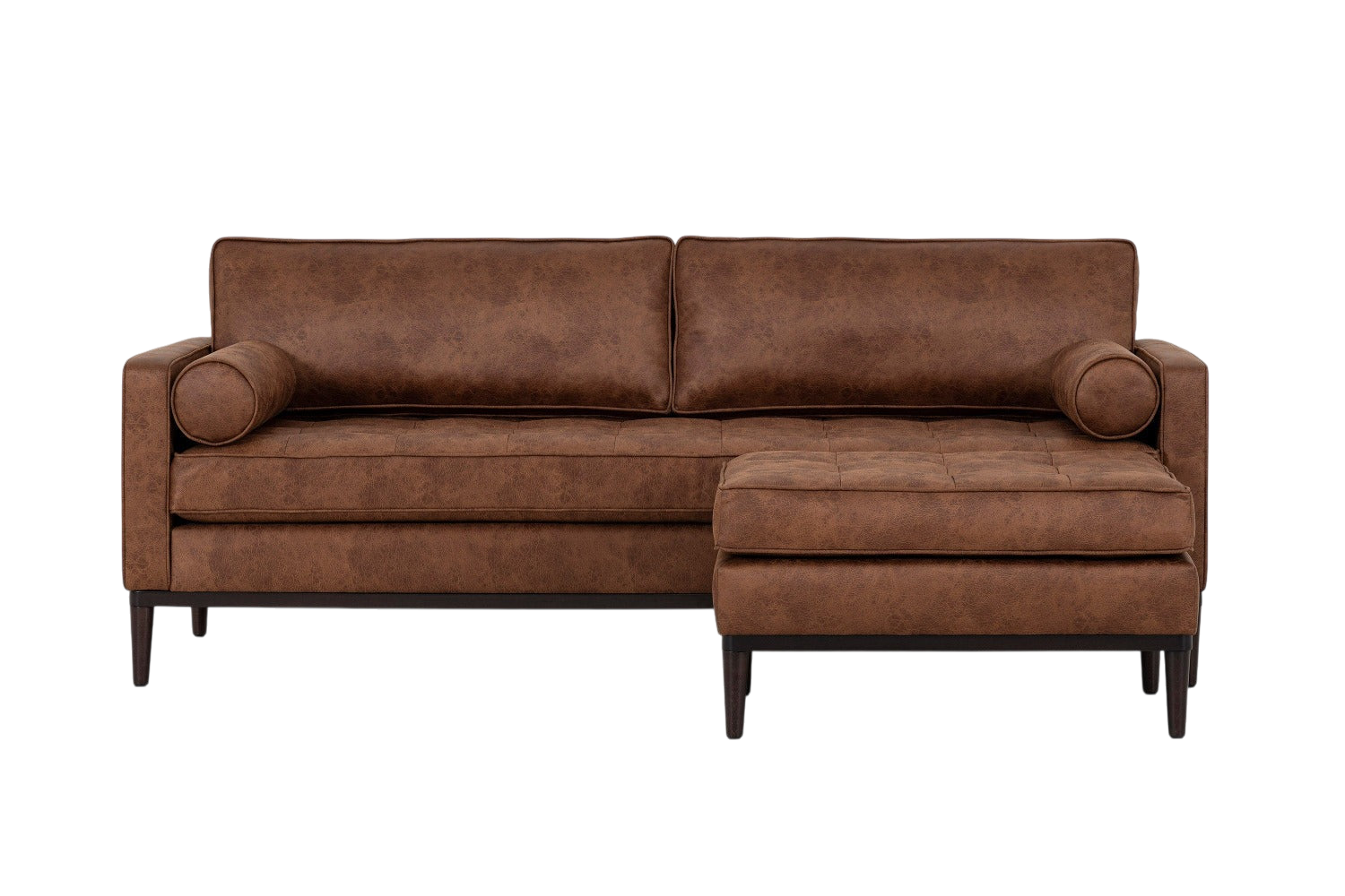 Mies 3-Seater Sofa with Ottoman — Fabric Chestnut