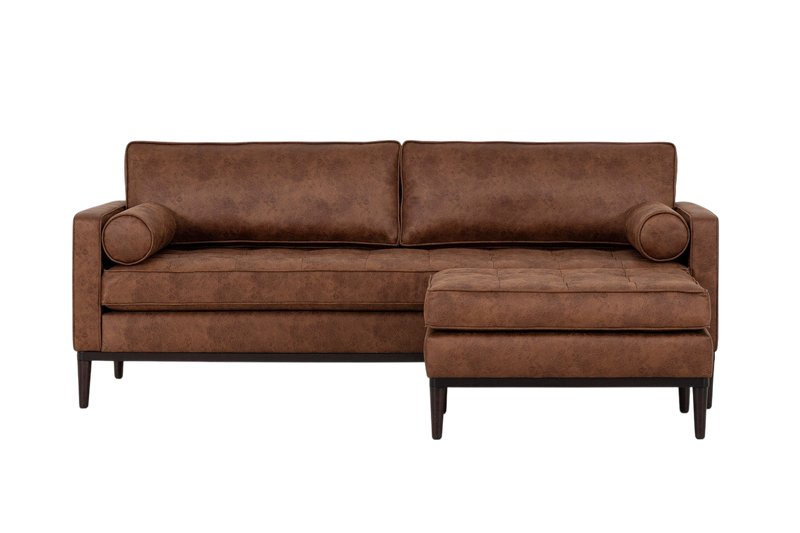 Mies 3-Seater Sofa with Ottoman — Fabric Chestnut