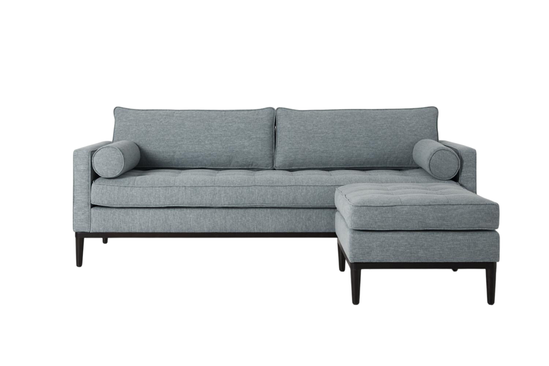 Mies 3-Seater Sofa with Ottoman — Linen Seaglass