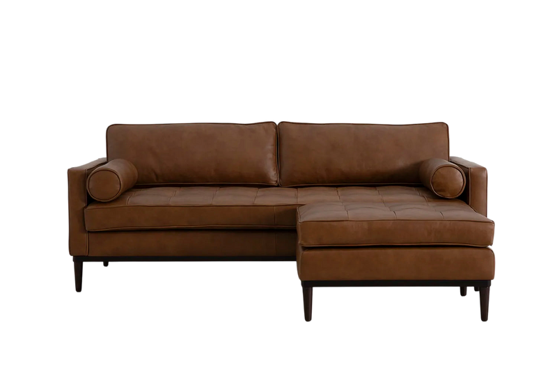 Mies 3-Seater Sofa with Ottoman — Real Leather Maple