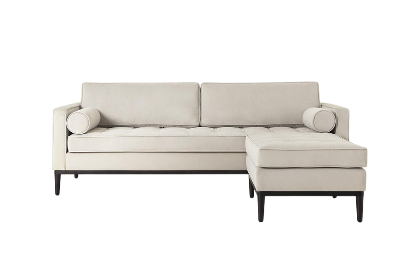 Mies 3-Seater Sofa with Ottoman — Velvet Bone