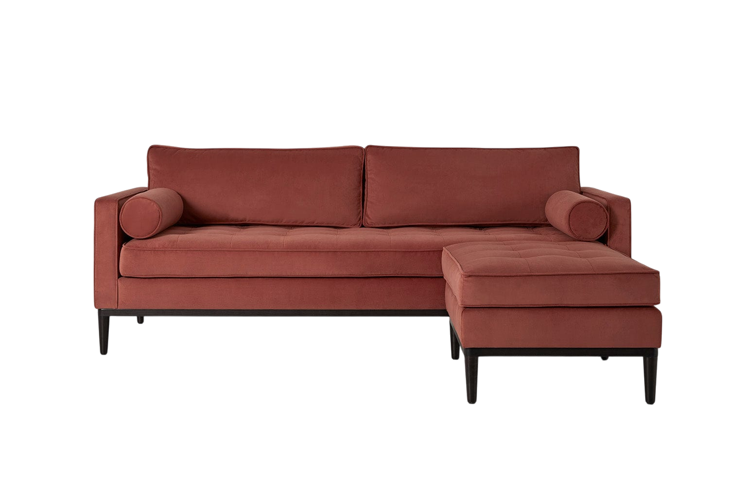 Mies 3-Seater Sofa with Ottoman — Velvet Brick