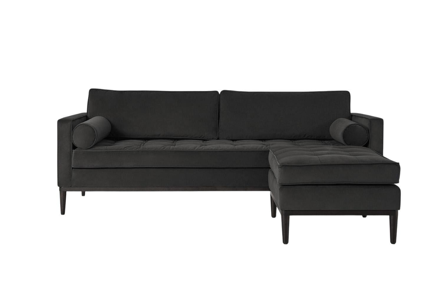 Mies 3-Seater Sofa with Ottoman — Velvet Charcoal