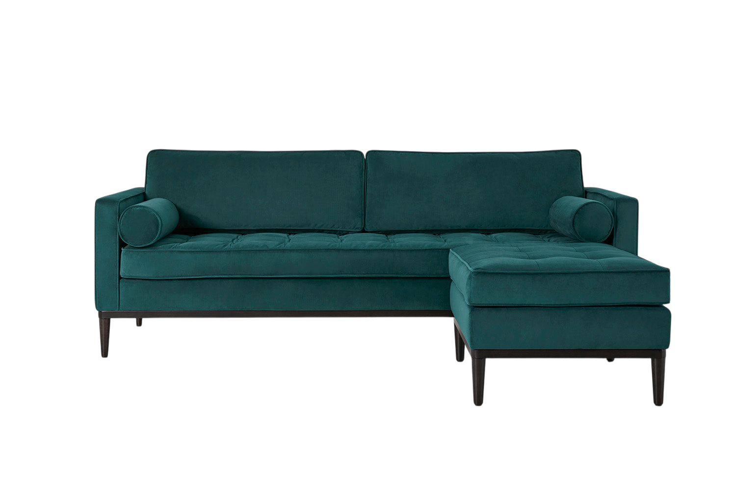 Mies 3-Seater Sofa with Ottoman — Velvet Kingfisher