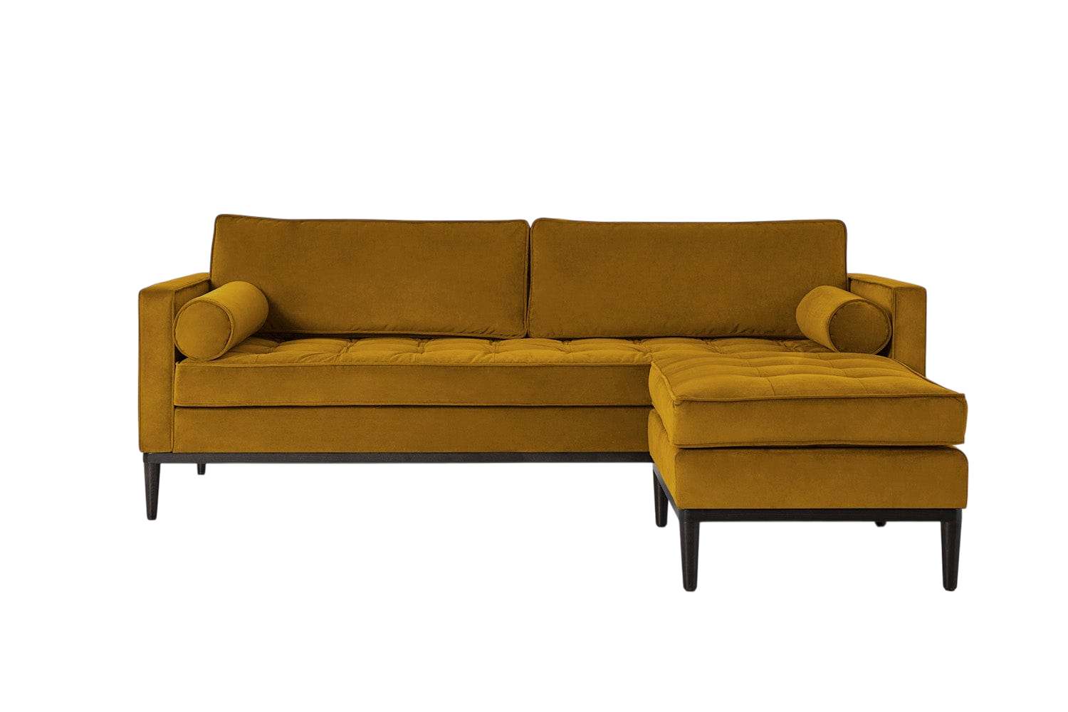 Mies 3-Seater Sofa with Ottoman — Velvet Mustard