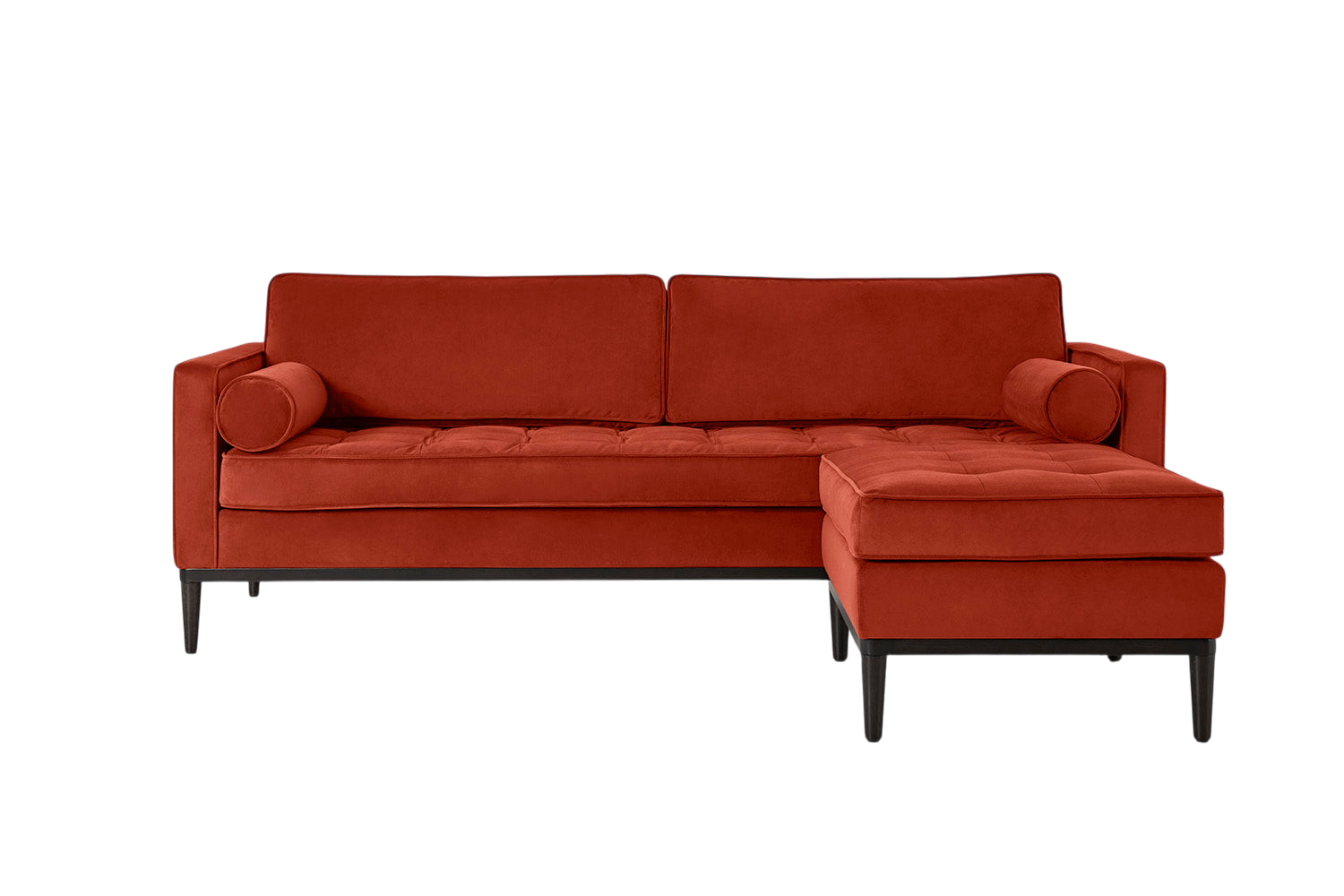 Mies 3-Seater Sofa with Ottoman — Velvet Paprika