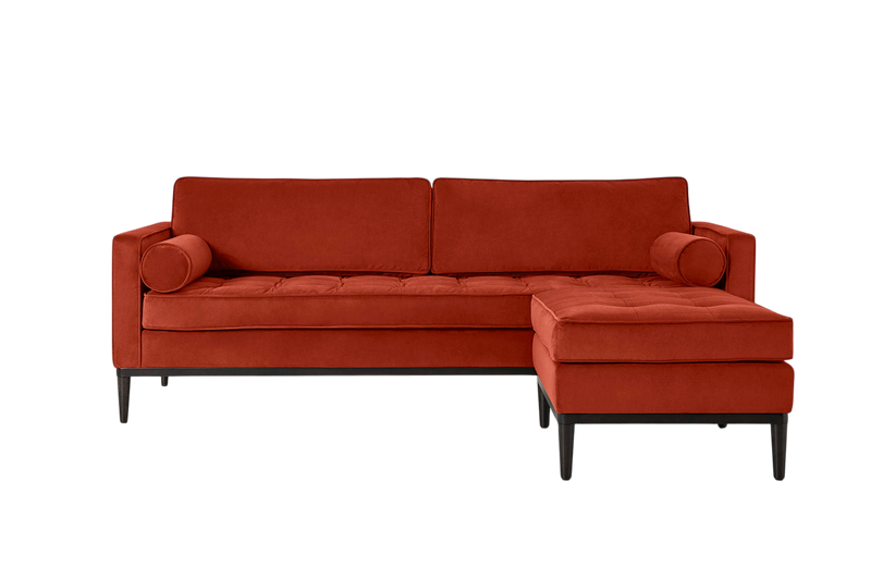 Mies 3-Seater Sofa with Ottoman — Velvet Paprika
