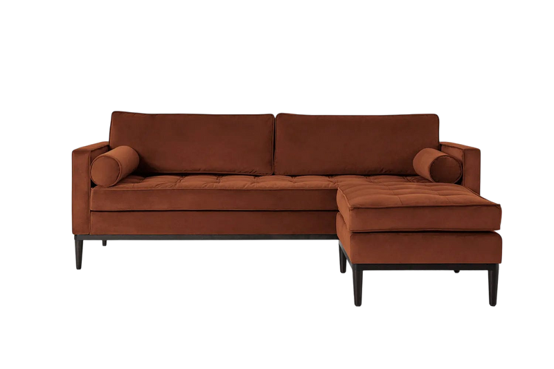 Mies 3-Seater Sofa with Ottoman — Velvet Umber