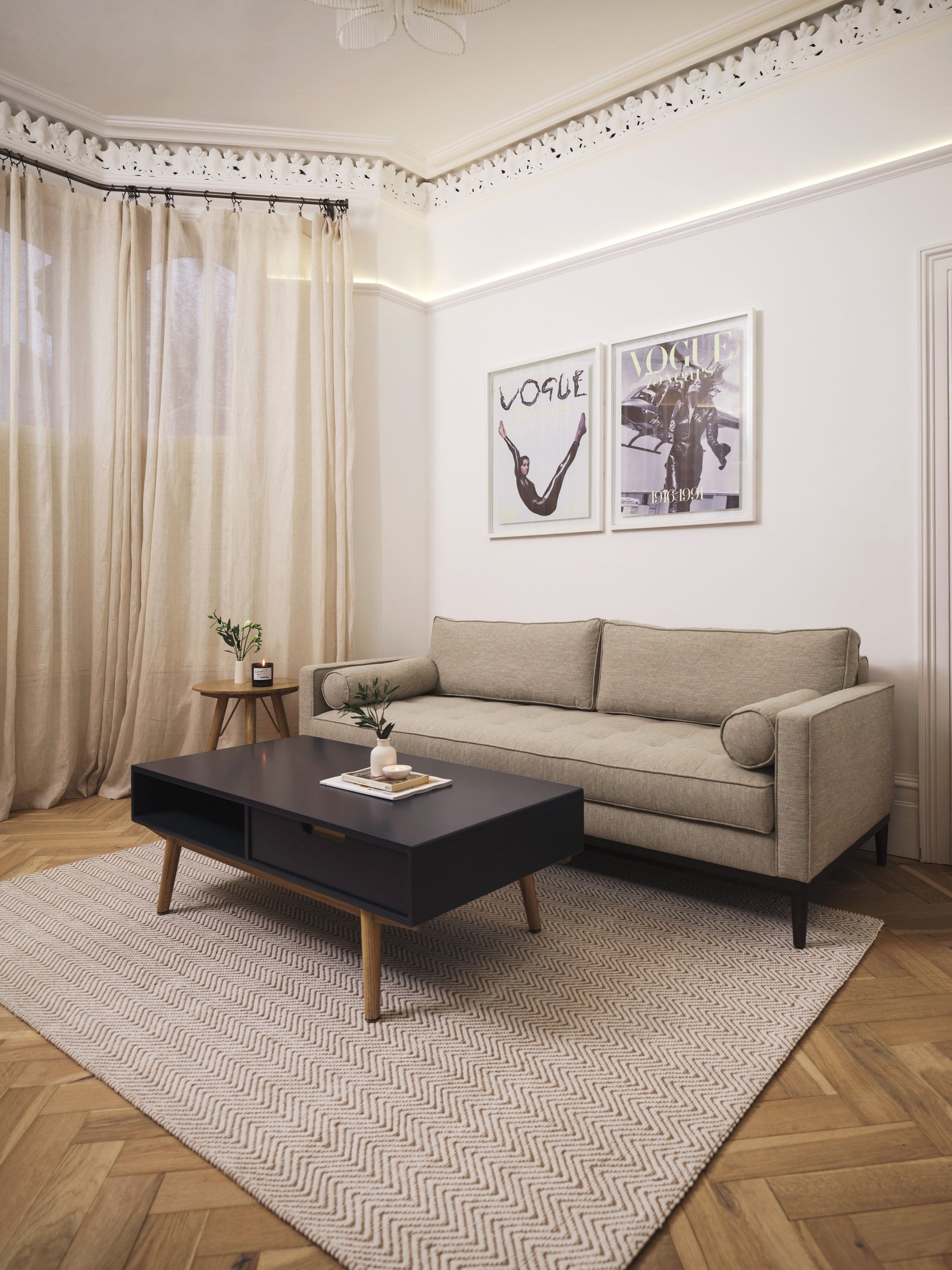 Mies 3-Seater Sofa Bed Linen Pumice lifestyle