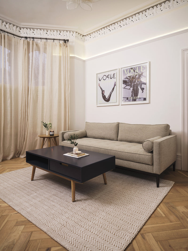 Mies 3-Seater Sofa Bed Linen Pumice lifestyle