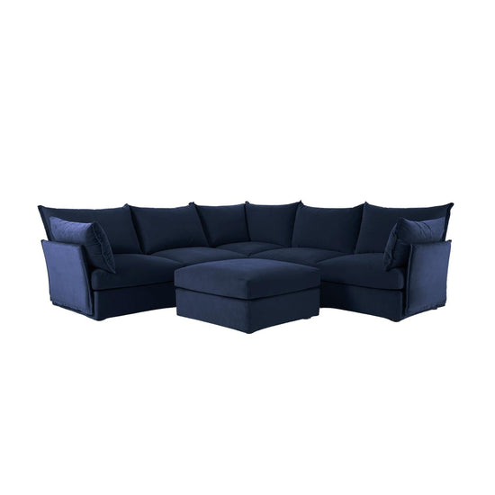 Model 06 Corner Sofa with Ottoman Eco Velvet