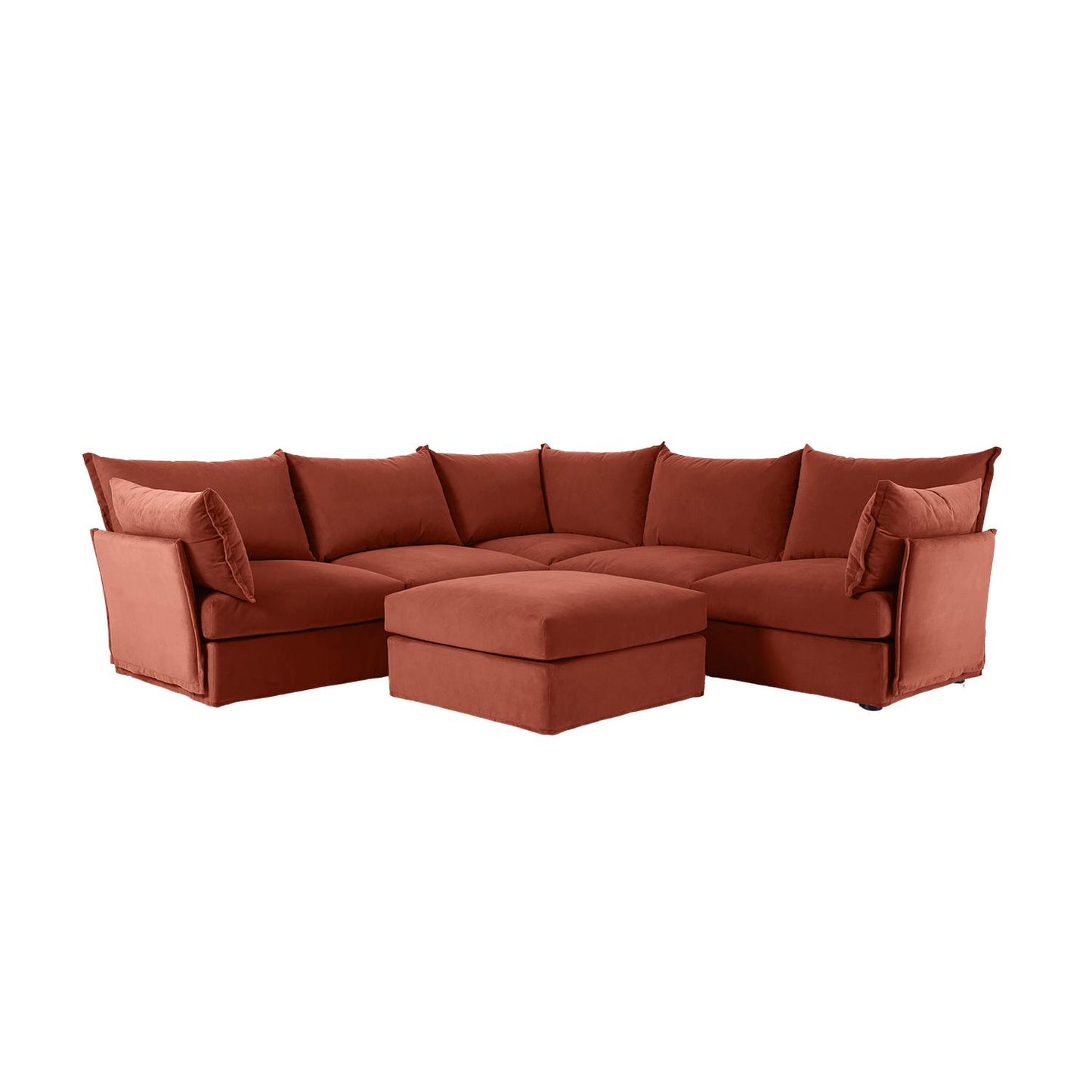 Model 06 Corner Sofa with Ottoman Eco Velvet