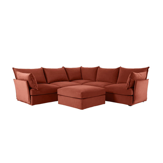 Model 06 Corner Sofa with Ottoman Eco Velvet